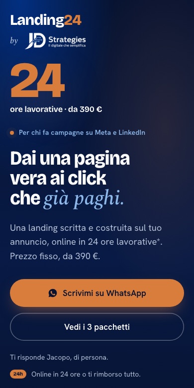 La versione mobile di questa landing